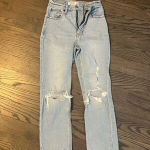Light Blue Distressed High Rise Jeans